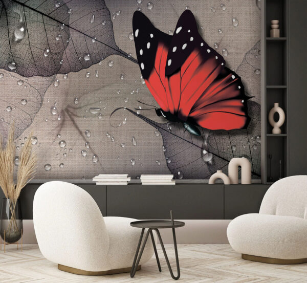 Wall murals Butterfly on a leaf Wall murals Butterfly on a leaf
