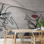 Wall murals Drawing of a woman's face and a tree