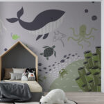 Wall murals Cartoon of a whale