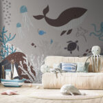 Wall murals Blue starfish on a white background