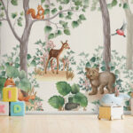 Wall murals Forest animals among the trees.