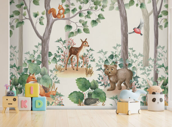 Forest animals among the trees Wall murals Forest animals among the trees