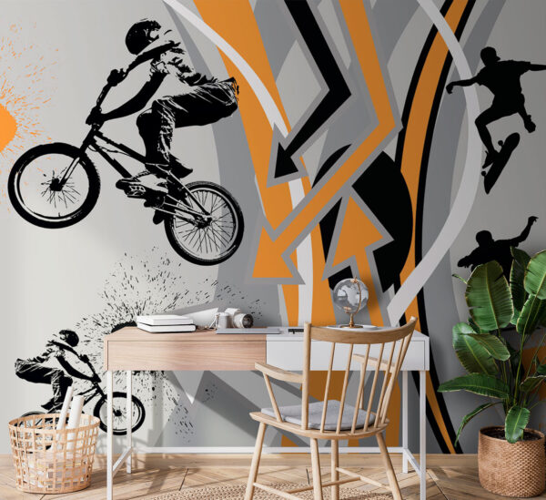 Silhouette of a person jumping Wall murals Silhouette of a person jumping