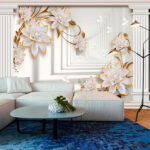 Wall murals Floral elegance with architectural pillars