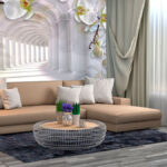 Wall murals White orchids line majestic columns.