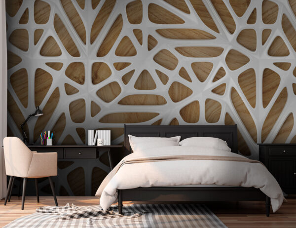 Intricate white pattern on wood Wall murals Intricate white pattern on wood