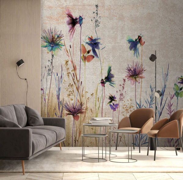 Delicate wildflowers in pastel hues Wall murals Delicate wildflowers in pastel hues