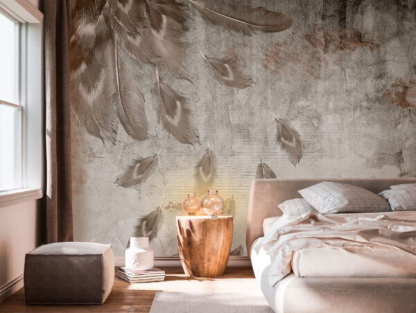 Wall murals Group of feathers on a wall Wall murals Group of feathers on a wall