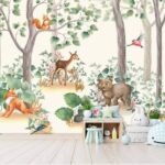 Wall murals Woodland animals in a whimsical scene.