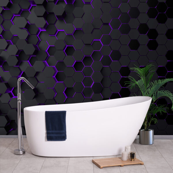 Wall murals Wall murals Black and purple hexagons (SKU: u93618v3)