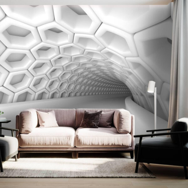 Wall murals White tunnel with hexagons Wall murals White tunnel with hexagons