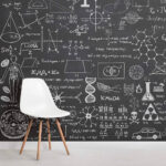 Wall murals White outline of a telescope