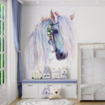 Wall murals Majestic horse adorned with flowers