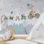 Wall murals Giraffe riding a bicycle