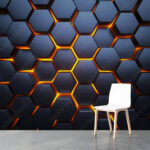 Wall murals Hexagon with orange lights
