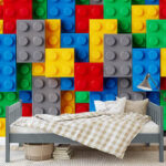 Wall murals Colorful building blocks interlocking puzzle.