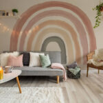 Wall murals White wall with pink paint