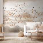 Wall murals Group of birds flying in the sky