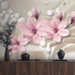 Wall murals Pink blossoms with abstract background.