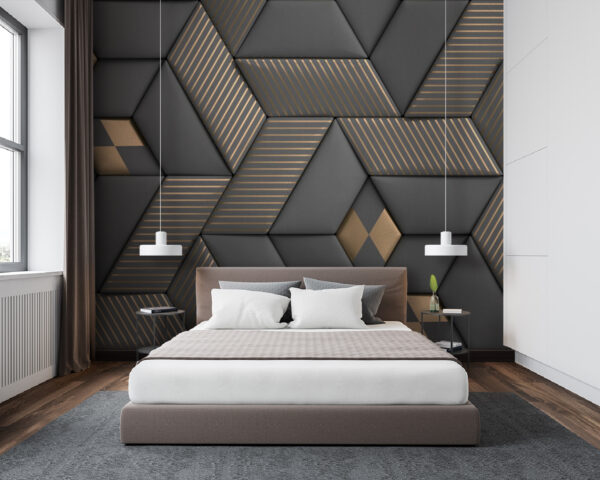 Metallic stripes on geometric textures Wall murals Metallic stripes on geometric textures