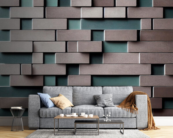 Brick pattern with teal accents Wall murals Brick pattern with teal accents