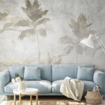 Wall murals Abstract leaves in soft earthy tones.