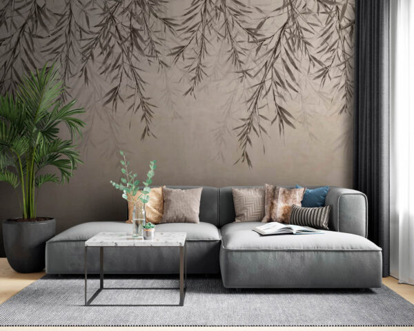 Wall murals Delicate branches in soft tones Wall murals Delicate branches in soft tones