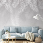 Wall murals Silhouette of elegant palm leaves.