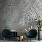 Wall murals White leaves on a gray background
