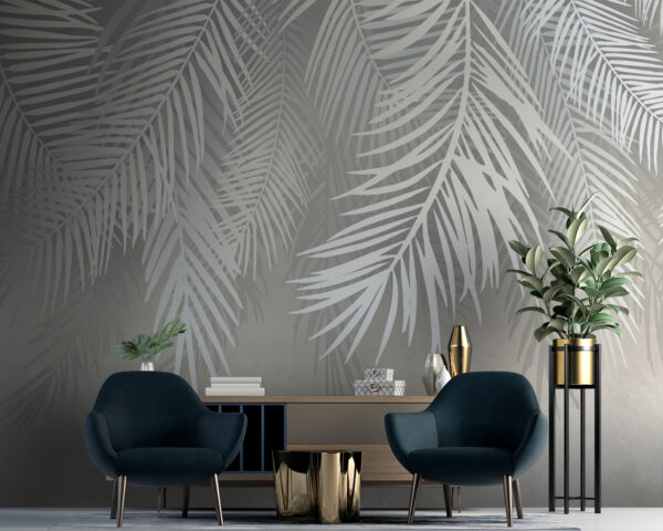 Wall murals White leaves on a gray background Wall murals White leaves on a gray background