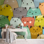 Wall murals Group of cats in different colors