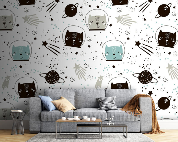 Wall murals Pattern of cats in space Wall murals Pattern of cats in space