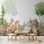 Wall murals Forest animals greeting each other warmly.