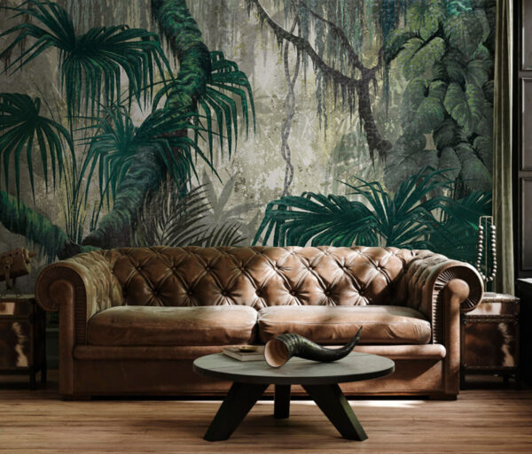 Dense jungle with lush green foliage Wall murals Dense jungle with lush green foliage