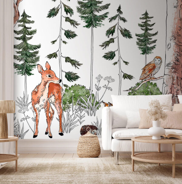 Wall murals Group of animals in a forest Wall murals Group of animals in a forest