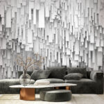 Wall murals White rectangular shapes on a wall