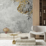 Wall murals Elegant foliage against a textured backdrop.