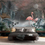 Wall murals Flamingos in serene tropical paradise