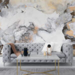 Wall murals Marbled swirls of grey and beige.
