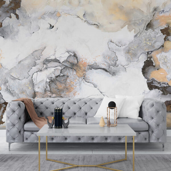 Marbled swirls of grey and beige Wall murals Marbled swirls of grey and beige
