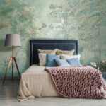 Wall murals Wallpaper with trees and flowers