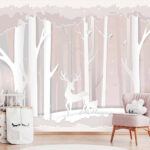 Wall murals Paper cut out of a deer in a forest
