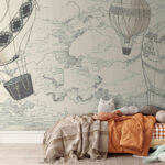 Wall murals Drawing of a hot air balloon