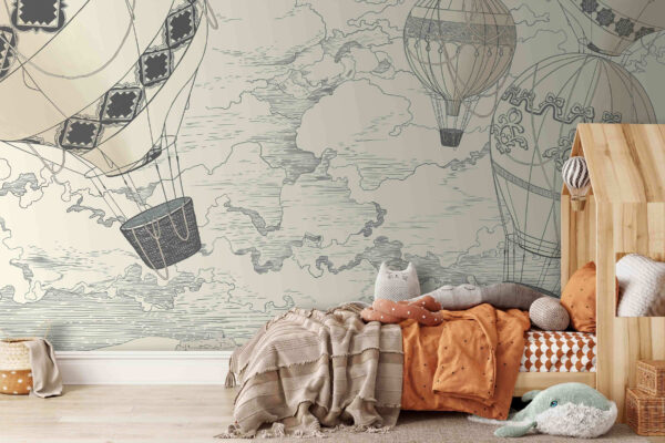 Drawing of a hot air balloon Wall murals Drawing of a hot air balloon