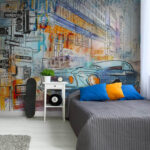 Wall murals Drawing of a car