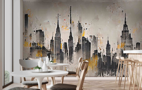 Painting of a city Wall murals Painting of a city