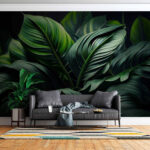 Wall murals Lush green leaves in harmony.