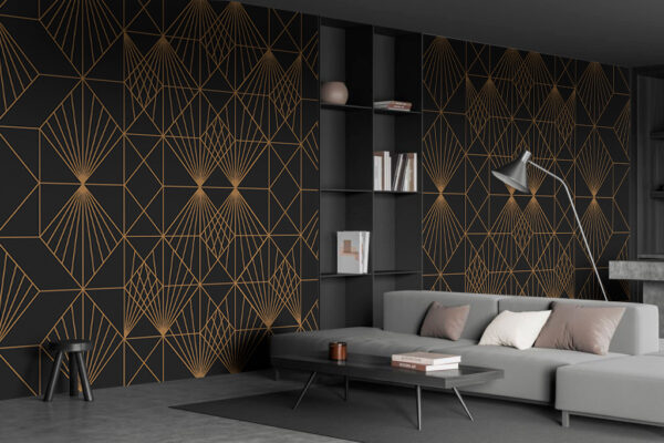 Intricate geometric pattern on black Wall murals Intricate geometric pattern on black