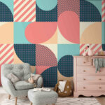 Wall murals Pink and white striped background