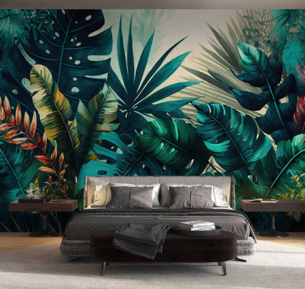 Vibrant tropical foliage in harmony Wall murals Vibrant tropical foliage in harmony